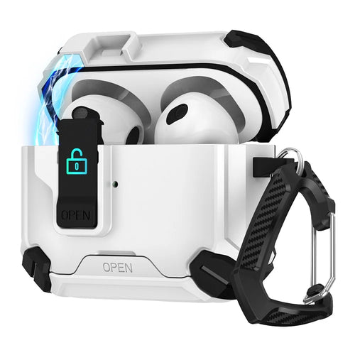 Magnetic Stand Earbuds Case For Apple AirPods with Wireless Charging Case (2019)  /  AirPods with Charging Case (2019)  /  (2016) - Black  /  White - 1