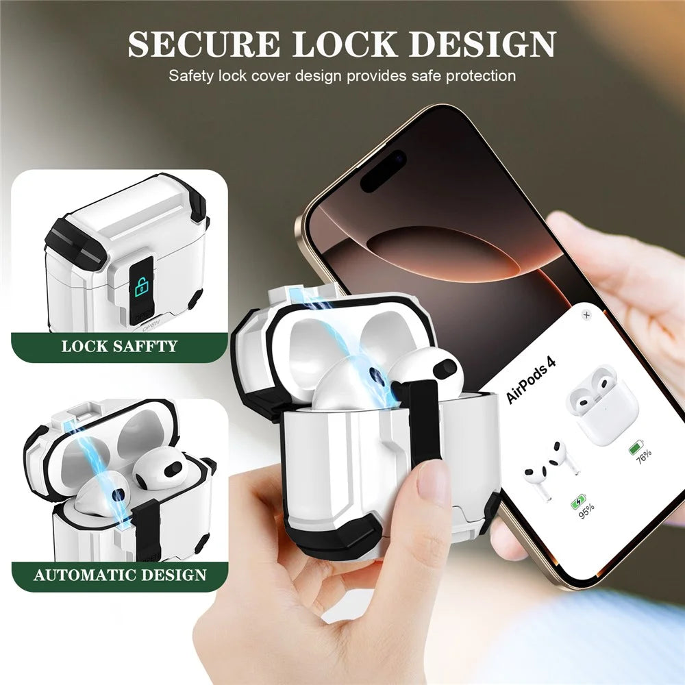 For Apple AirPods 3 Case TPU + PC Compatible with MagSafe Stand Earbuds Cover with Carabiner - Black  /  White - 4