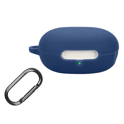 For QCY AilyBuds E20 Silicone Case Wireless Earphones Protective Cover with Anti-Lost Buckle - Dark Blue - 1