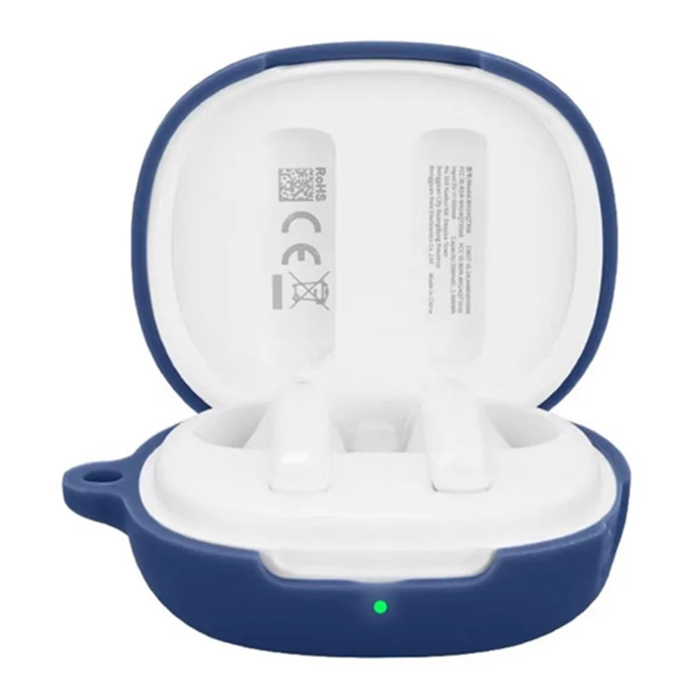 For QCY AilyBuds E20 Silicone Case Wireless Earphones Protective Cover with Anti-Lost Buckle - Dark Blue - 2