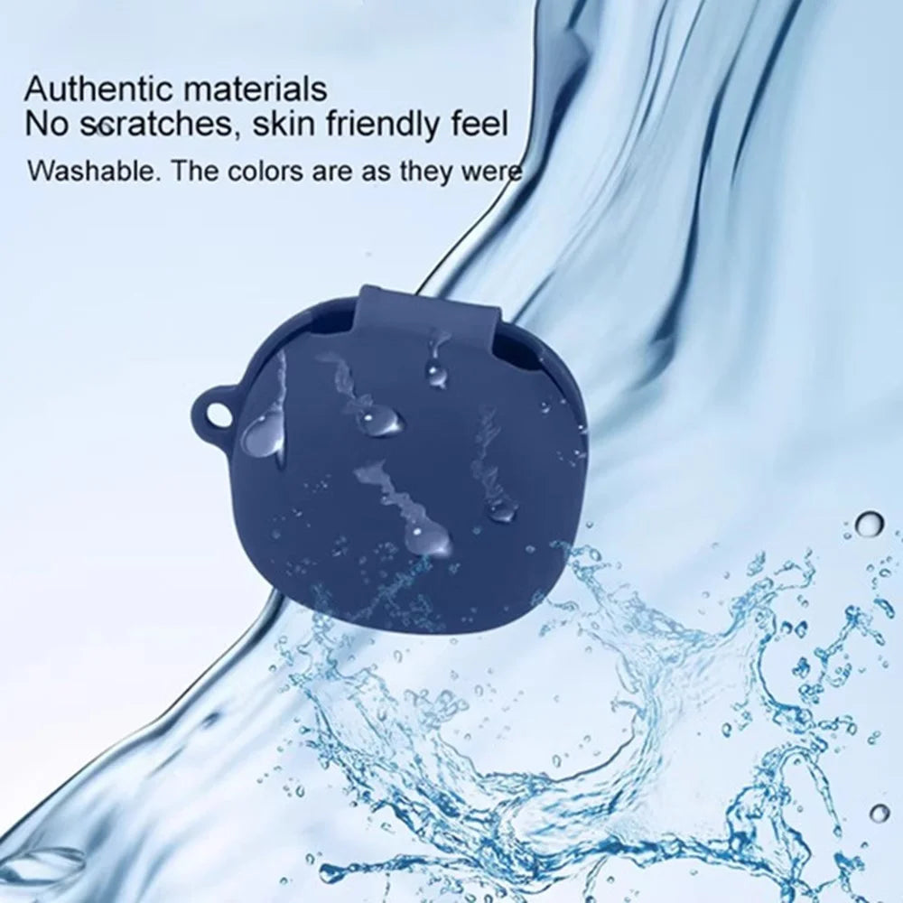 For QCY AilyBuds E20 Silicone Case Wireless Earphones Protective Cover with Anti-Lost Buckle - Dark Blue - 4