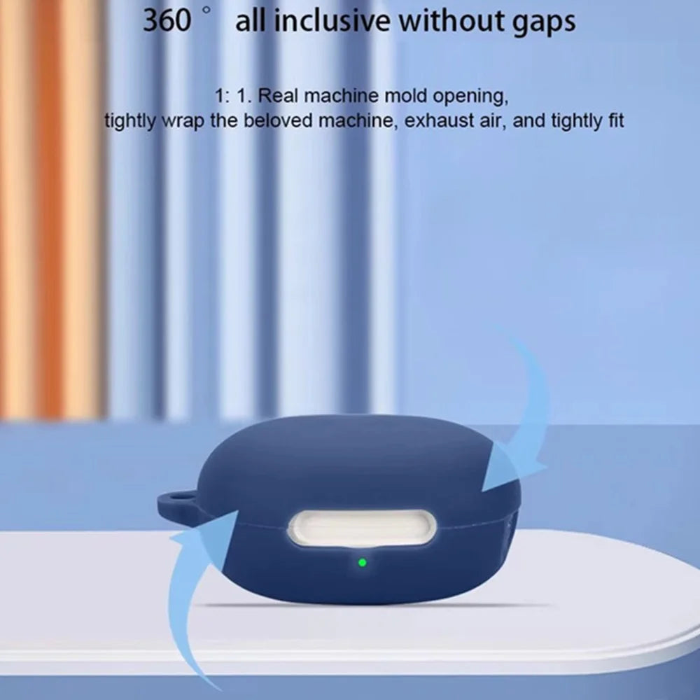 For QCY AilyBuds E20 Silicone Case Wireless Earphones Protective Cover with Anti-Lost Buckle - Dark Blue - 7