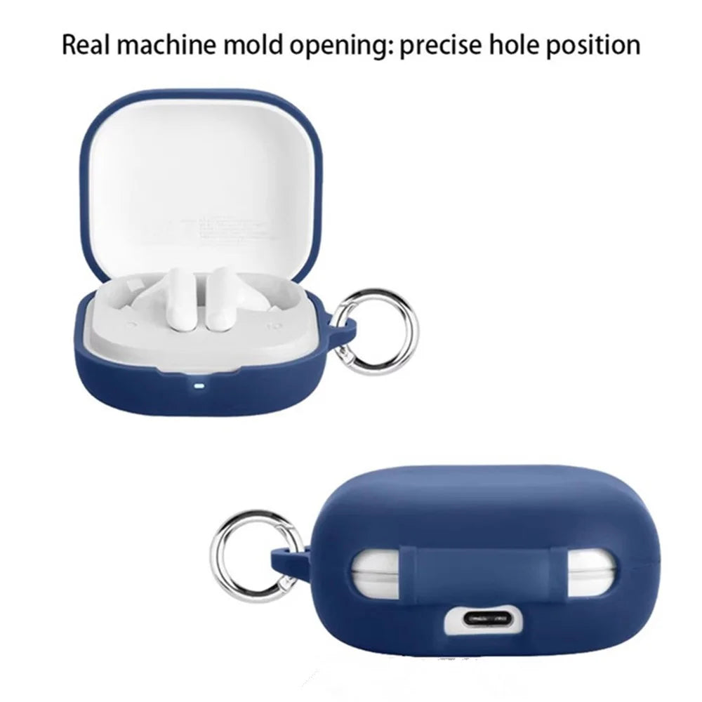 For Honor Earbuds X9 Silicone Case Wireless Earphones Protective Cover with Anti-Lost Buckle - Dark Blue - 3