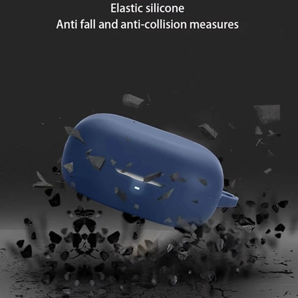 For Honor Earbuds X9 Silicone Case Wireless Earphones Protective Cover with Anti-Lost Buckle - Dark Blue - 4
