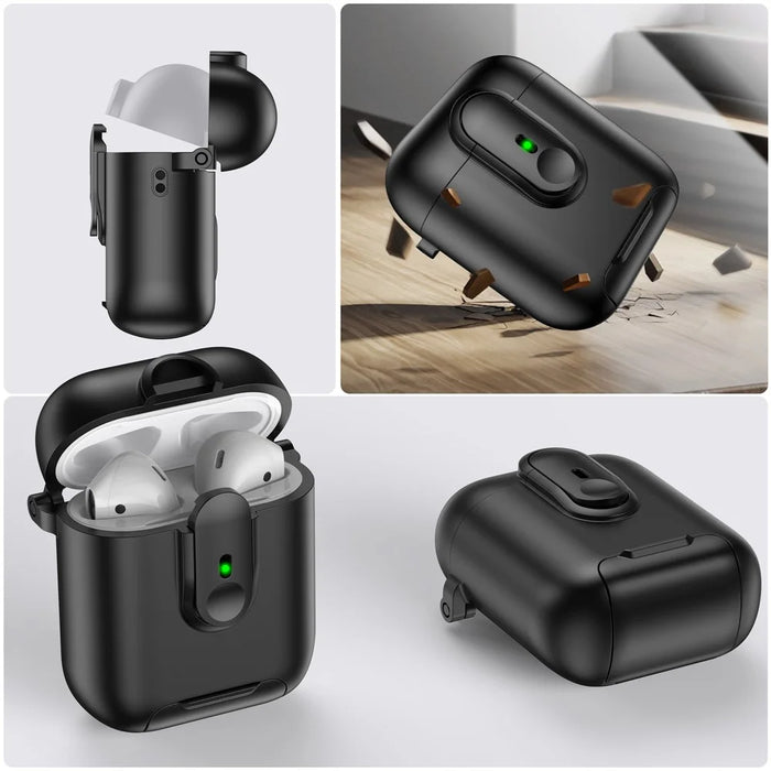Switch Lock Case for Apple AirPods with Wireless Charging Case (2019)  /  AirPods with Charging Case (2019)  /  (2016), with Lanyard - Black - 6