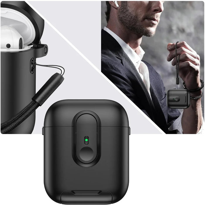 Switch Lock Case for Apple AirPods with Wireless Charging Case (2019)  /  AirPods with Charging Case (2019)  /  (2016), with Lanyard - Black - 7