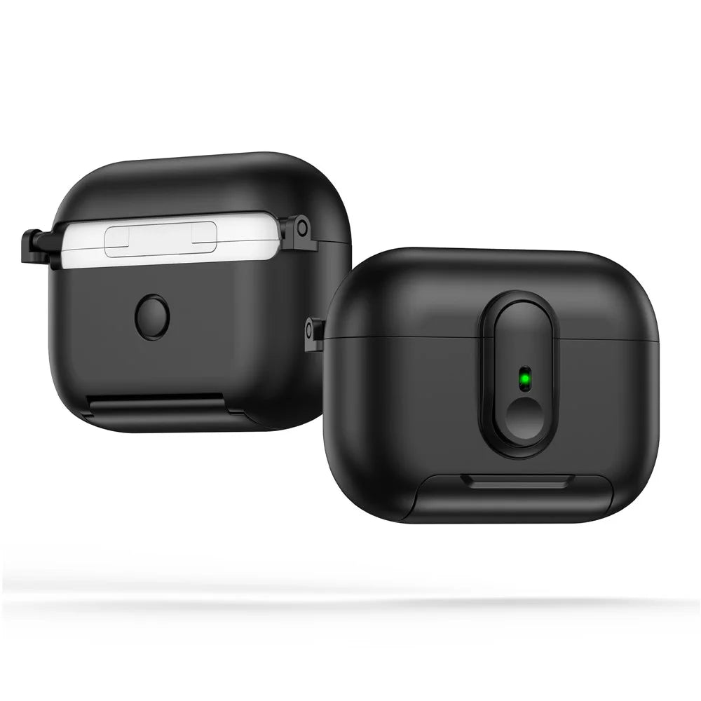 For Apple AirPods Pro Protective Case Switch Lock Earbuds Cover with Stand and Lanyard - Black - 2
