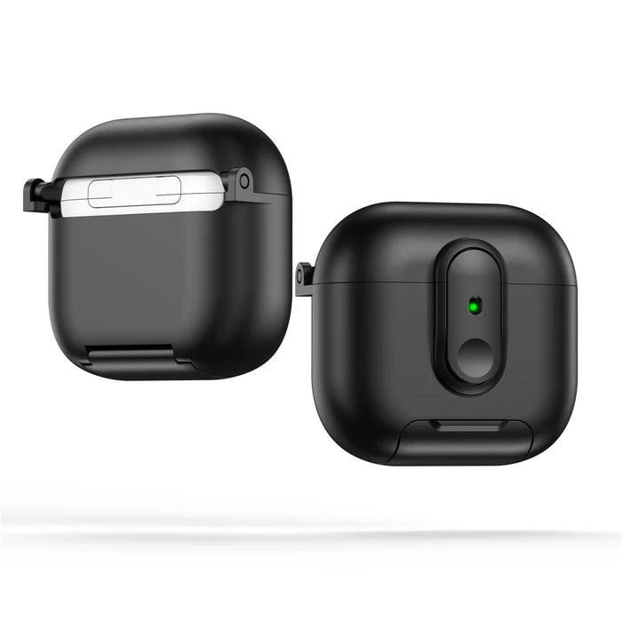 For Apple AirPods 4 Protective Case Switch Lock Earbuds Cover with Stand and Lanyard - Black - 2