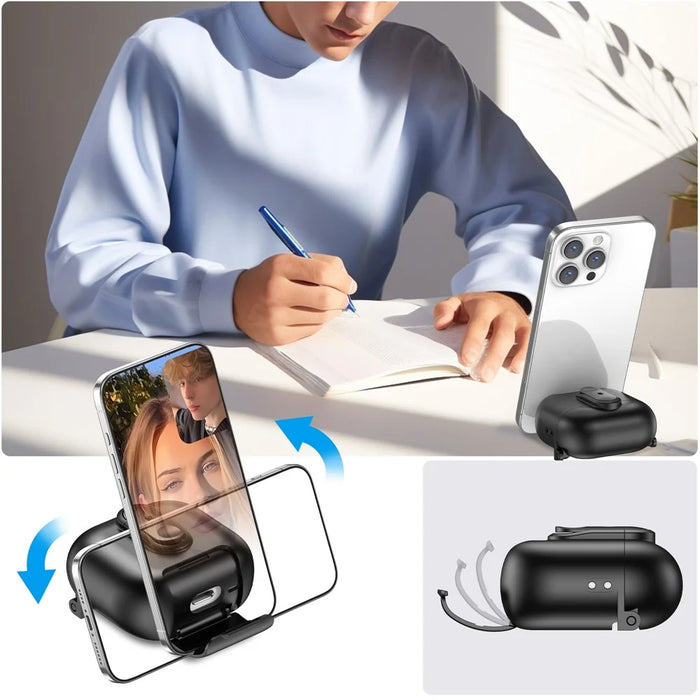 For Apple AirPods 4 Protective Case Switch Lock Earbuds Cover with Stand and Lanyard - Black - 4