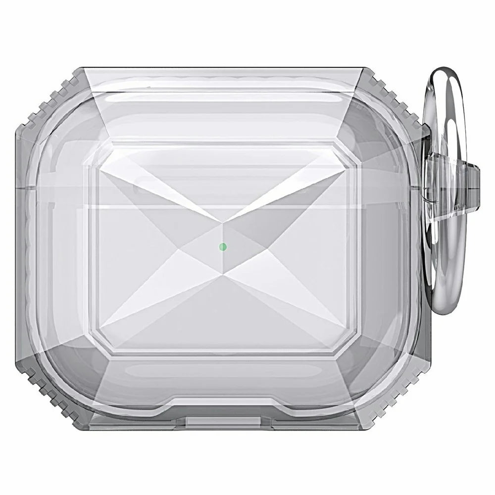 AHASTYLE WG165 For AirPods 4 Case Dual Color TPU Earphone Cover with Carabiner - White - 1