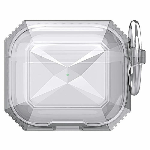 AHASTYLE WG165 For AirPods 4 Case Dual Color TPU Earphone Cover with Carabiner - White - 1