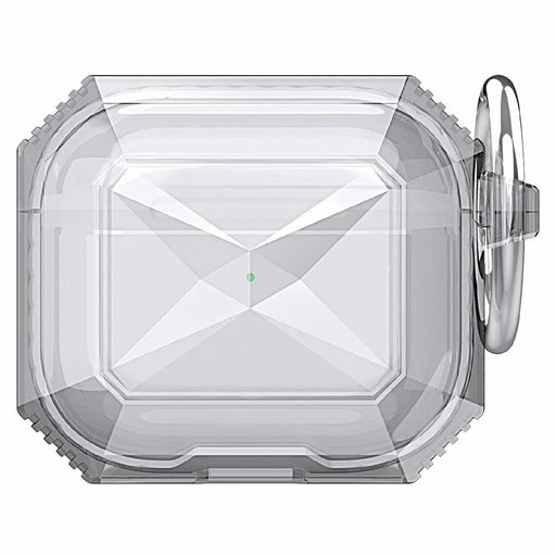 AHASTYLE WG165 For AirPods 4 Case Dual Color TPU Earphone Cover with Carabiner - White - 1