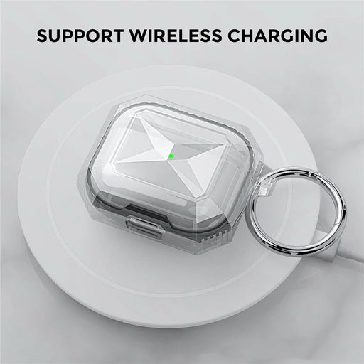 AHASTYLE WG165 For AirPods 4 Case Dual Color TPU Earphone Cover with Carabiner - White - 2
