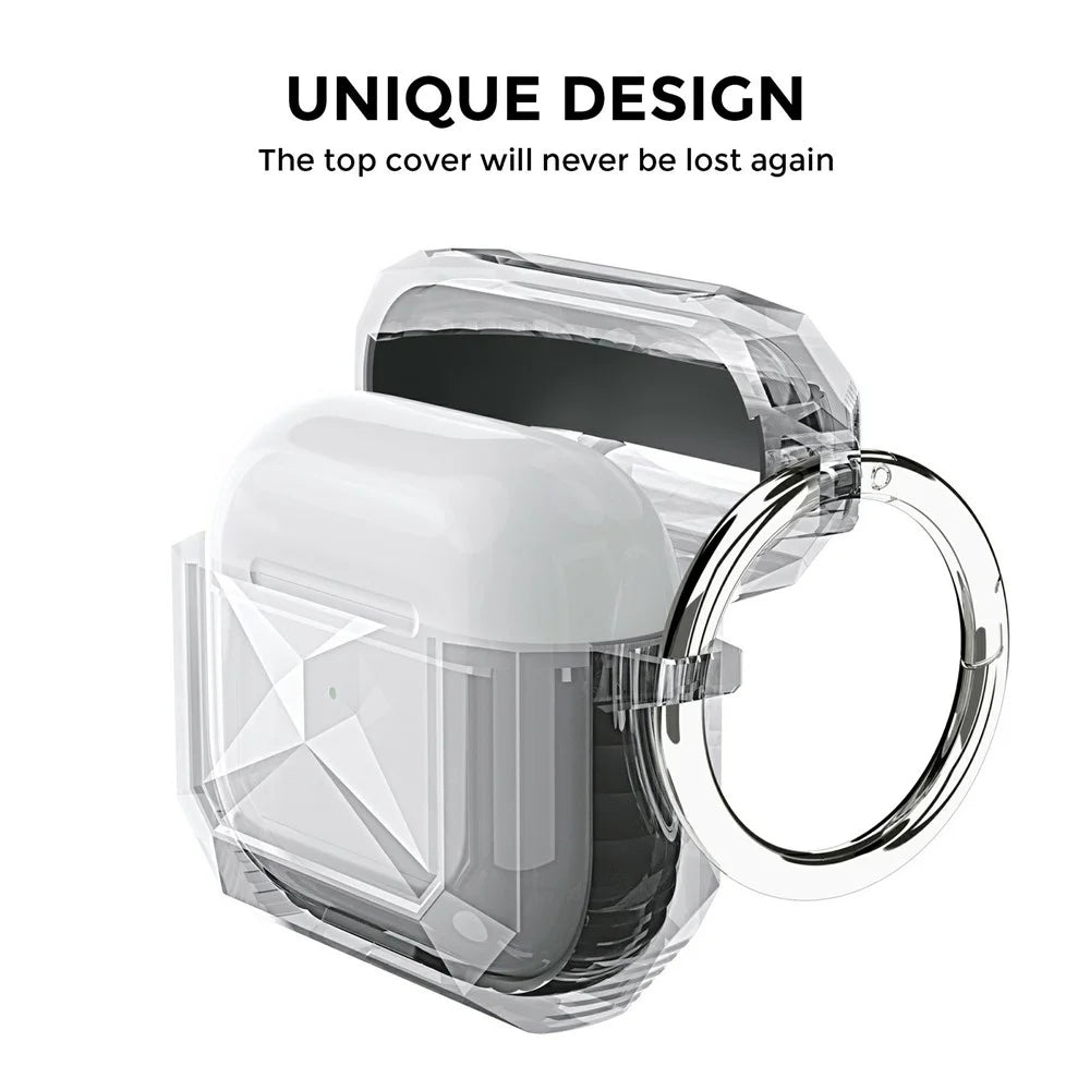 AHASTYLE WG165 For AirPods 4 Case Dual Color TPU Earphone Cover with Carabiner - White - 5