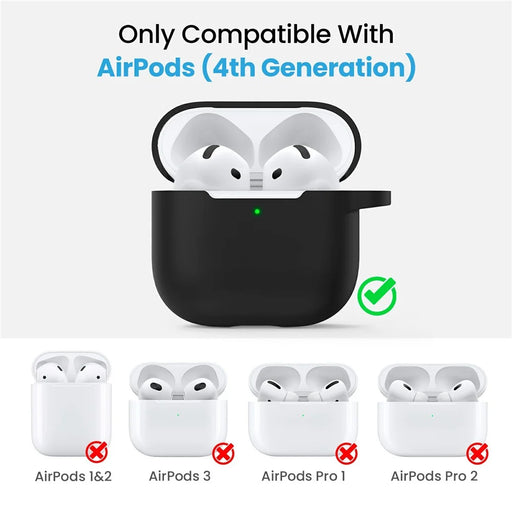 AHASTYLE WE36 For AirPods 4 Case Silicone Earbuds Protective Cover with Carabiner - Black - 2