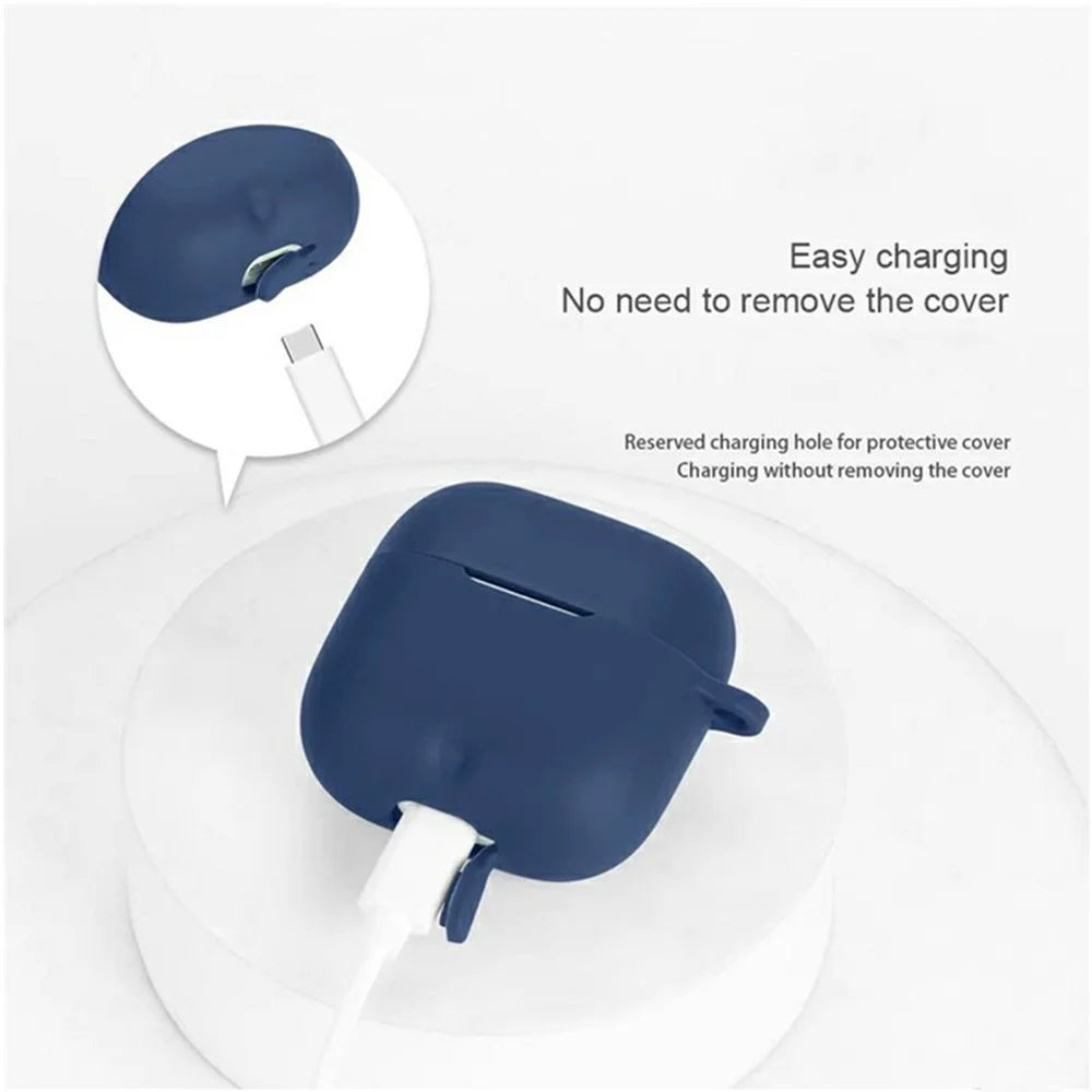 For Oppo Enco Air4 New Sound Edition Silicone Case Protective Cover with Anti-Lost Hanging Buckle - Dark Blue - 5