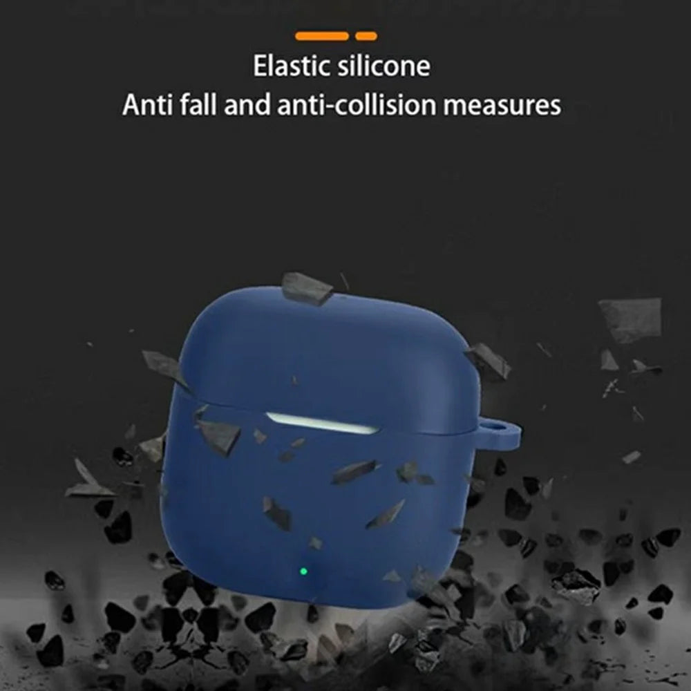 For Oppo Enco Air4 New Sound Edition Silicone Case Protective Cover with Anti-Lost Hanging Buckle - Dark Blue - 7