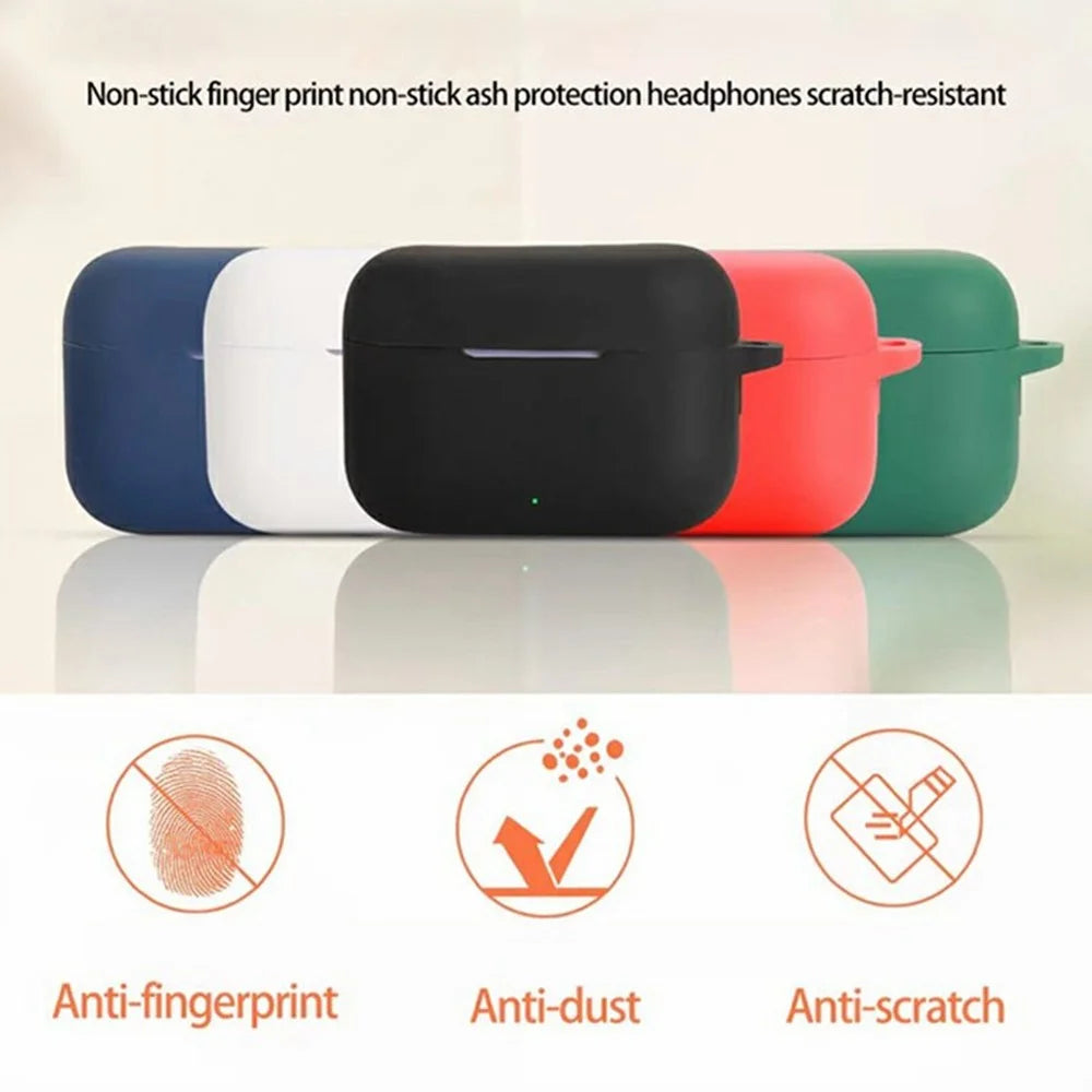 For Realme Buds T200 Wireless Earphones Silicone Case Protective Cover with Anti-Lost Hanging Buckle - White - 2