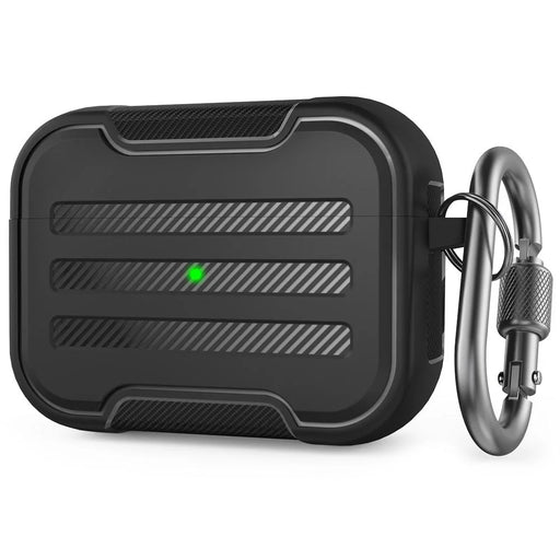 AHASTYLE PT115-PRO1 For AirPods Pro Silicone Case Earphone Protective Cover with Carabiner - Black - 1