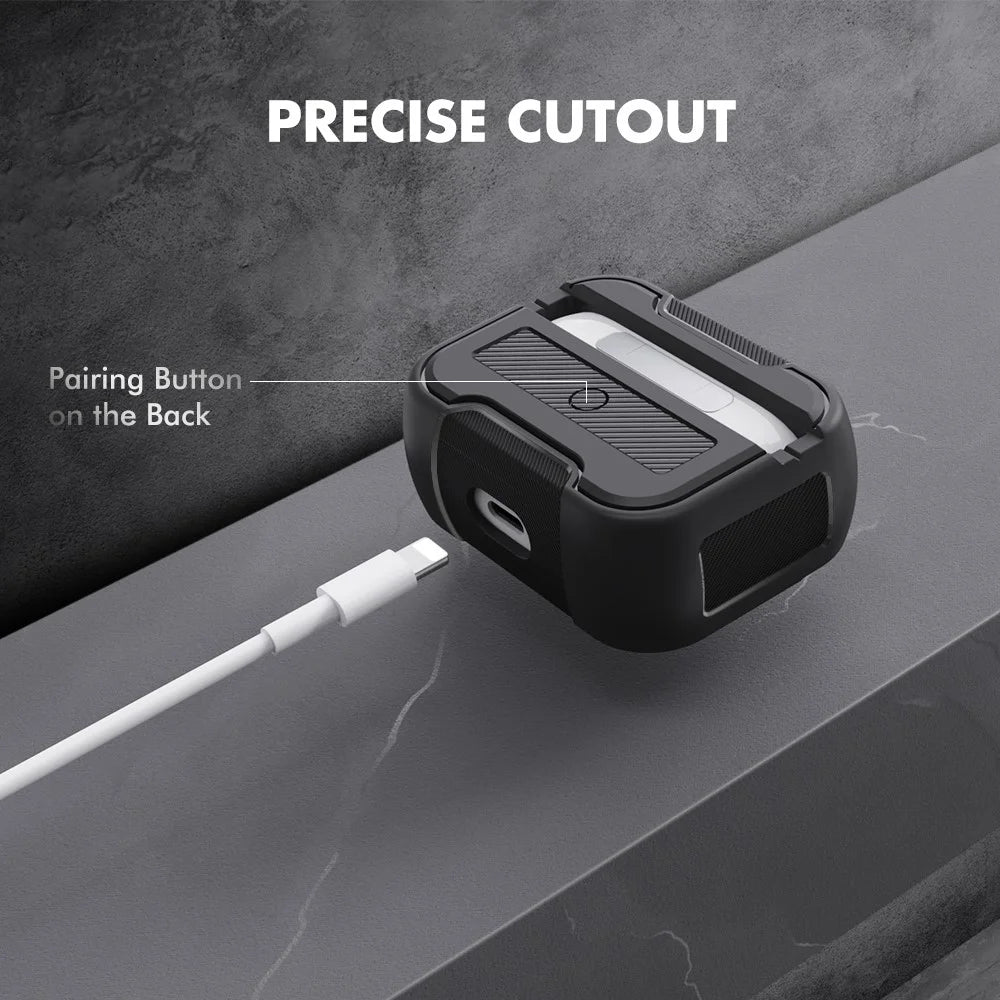 AHASTYLE PT115-PRO1 For AirPods Pro Silicone Case Earphone Protective Cover with Carabiner - Black - 3
