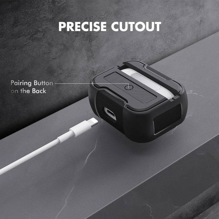 AHASTYLE PT115-PRO1 For AirPods Pro Silicone Case Earphone Protective Cover with Carabiner - Black - 3