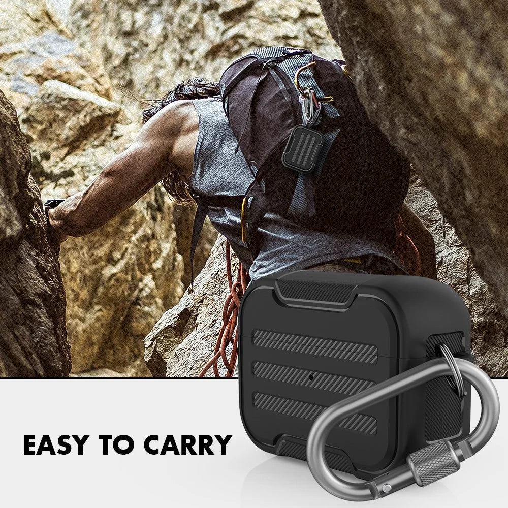 AHASTYLE PT115-PRO1 For AirPods Pro Silicone Case Earphone Protective Cover with Carabiner - Black - 6