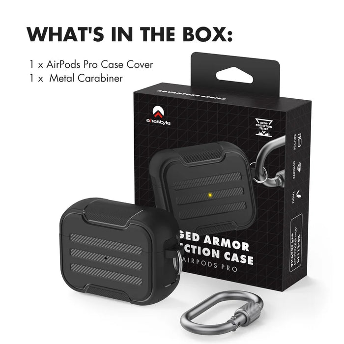 AHASTYLE PT115-PRO1 For AirPods Pro Silicone Case Earphone Protective Cover with Carabiner - Black - 7