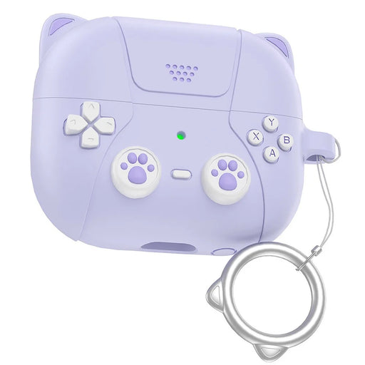 AHASTYLE WG160 For Samsung Galaxy Buds3 / Buds3 Pro Cartoon Cat Ears Silicone Protective Case with Hanging Hook - Purple - 1