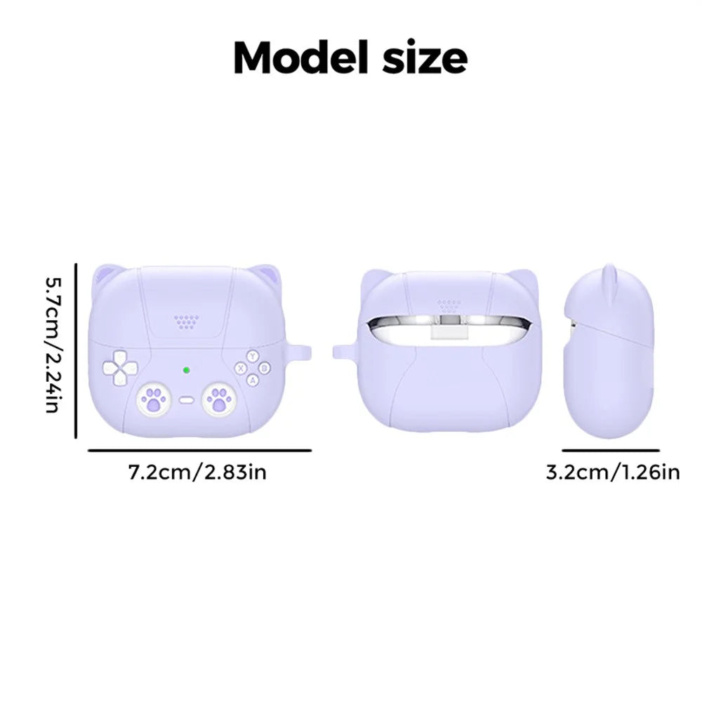 AHASTYLE WG160 For Samsung Galaxy Buds3 / Buds3 Pro Cartoon Cat Ears Silicone Protective Case with Hanging Hook - Purple - 6