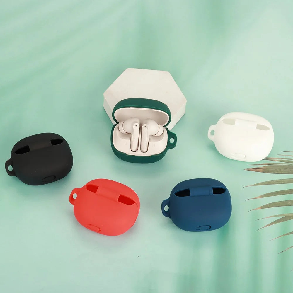 For QCY Buds ANC Protective Case Bluetooth-Compatible Earbuds Silicone Cover with Hook - Dark Blue - 4