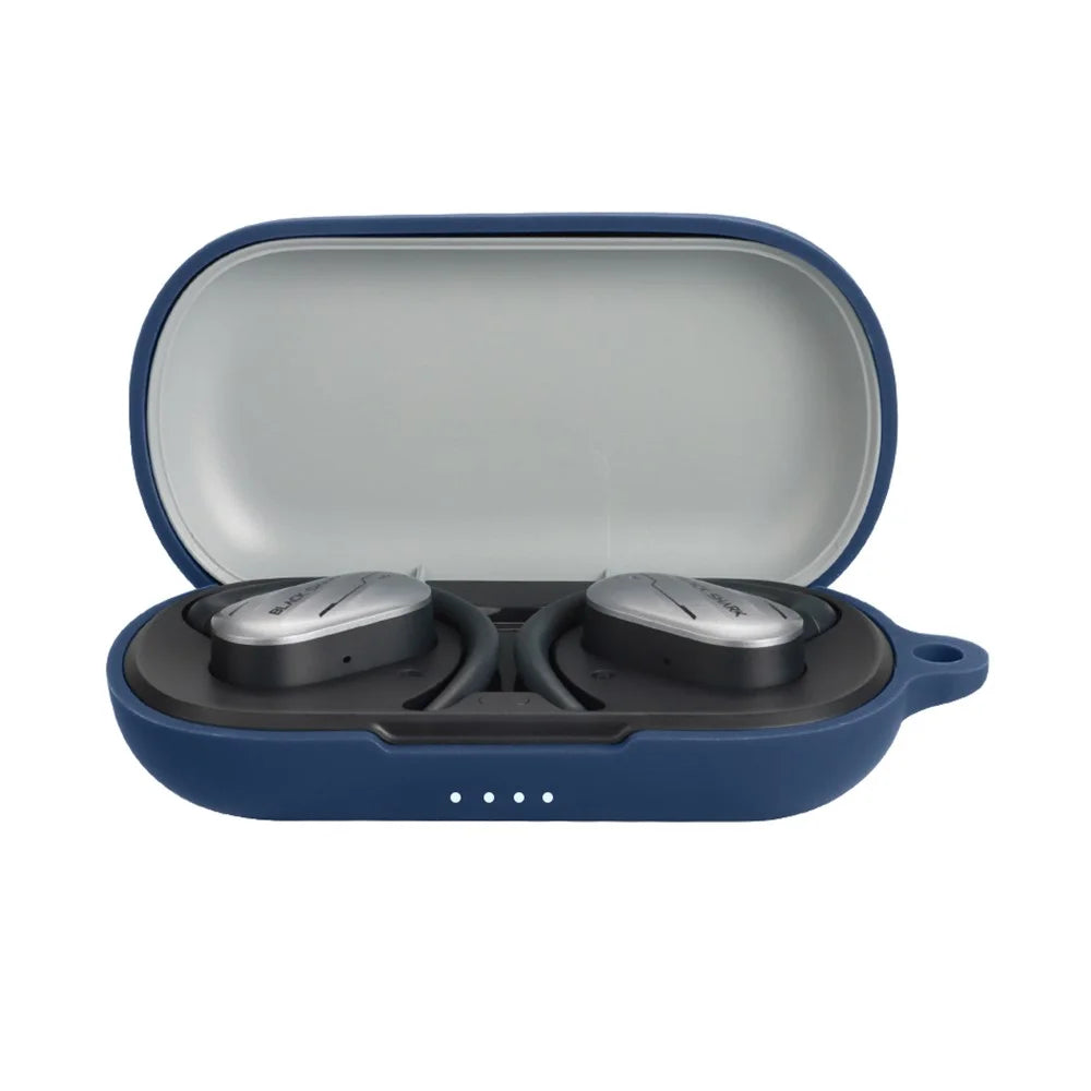For Black Shark OWS Pro Protective Case Bluetooth-Compatible Earbuds Silicone Cover with Hook - Dark Blue - 2