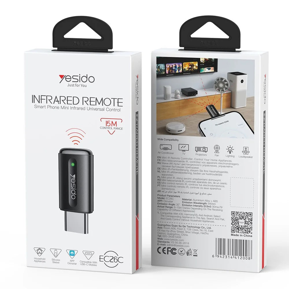 YESIDO EC26C Type C Universal Infrared Controller Smart Phone Remote for Apple Android Huawei - 6