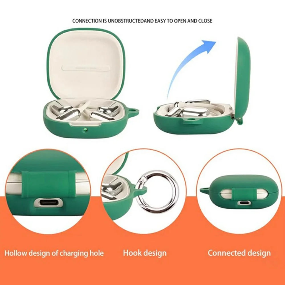 For Xiaomi OpenWear Stereo Pro Wireless Earphones Silicone Case Protective Cover with Anti-Lost Hanging Buckle - Blackish Green - 7