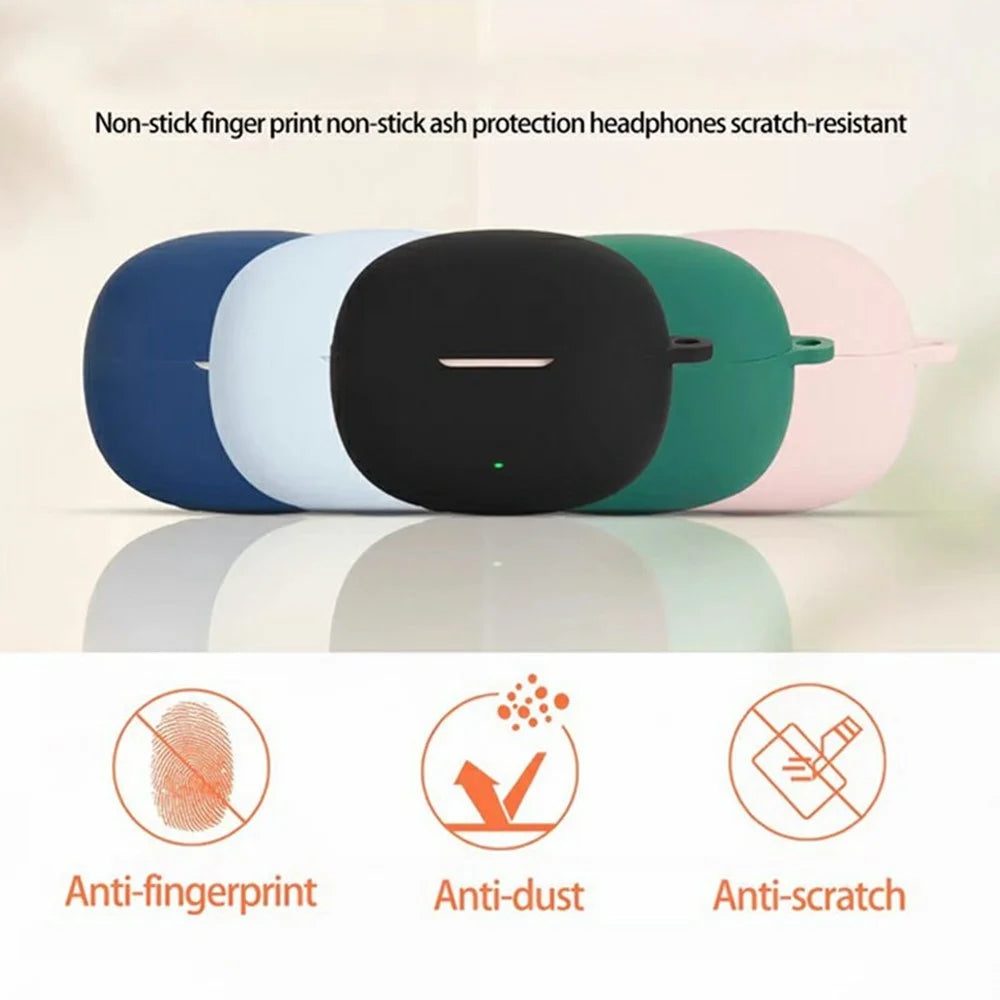 For Edifier X5 Evo Wireless Earphones Silicone Case Protective Cover with Anti-Lost Hanging Buckle - Blackish Green - 3