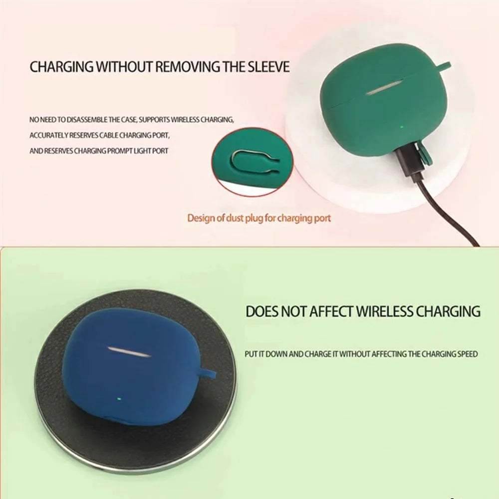 For Edifier X5 Evo Wireless Earphones Silicone Case Protective Cover with Anti-Lost Hanging Buckle - Blackish Green - 5