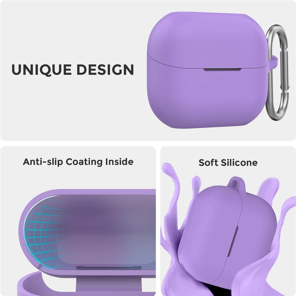 AHASTYLE WG158 For Samsung Galaxy Buds3 / Buds3 Pro Earphone Silicone Protective Case with Hanging Hook - Purple - 4