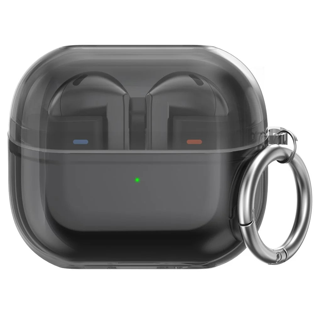 AHASTYLE WG162 For Samsung Galaxy Buds3 / Buds3 Pro Clear TPU Earphone Protective Cover with Ring Hook - Transparent Black - 1
