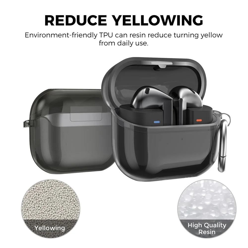 AHASTYLE WG162 For Samsung Galaxy Buds3 / Buds3 Pro Clear TPU Earphone Protective Cover with Ring Hook - Transparent Black - 3