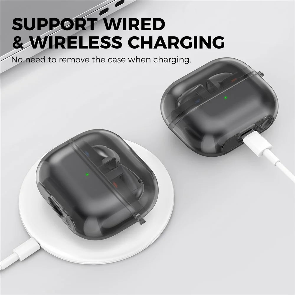 AHASTYLE WG162 For Samsung Galaxy Buds3 / Buds3 Pro Clear TPU Earphone Protective Cover with Ring Hook - Transparent Black - 4