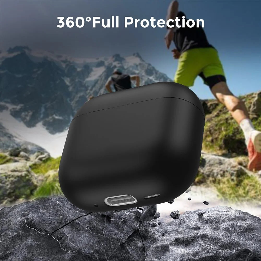 AHASTYLE WG172 For Apple AirPods 4 Silicone Case Earphone Anti-drop Protective Cover - Black - 4
