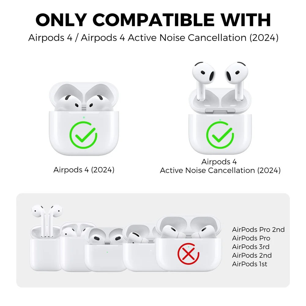 AHASTYLE WG172 For Apple AirPods 4 Silicone Case Earphone Anti-drop Protective Cover - Black - 5