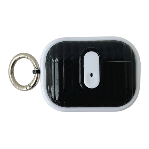 For Apple AirPods Pro 2 Shell Texture Lock Buckle Protective Case PC TPU Earphone Cover - White + Bright Black - 1