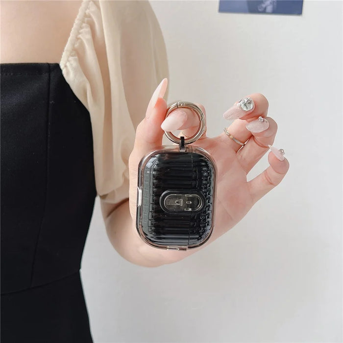 For Apple AirPods Pro 2 Shell Texture Lock Buckle Protective Case PC TPU Earphone Cover - White + Bright Black - 7