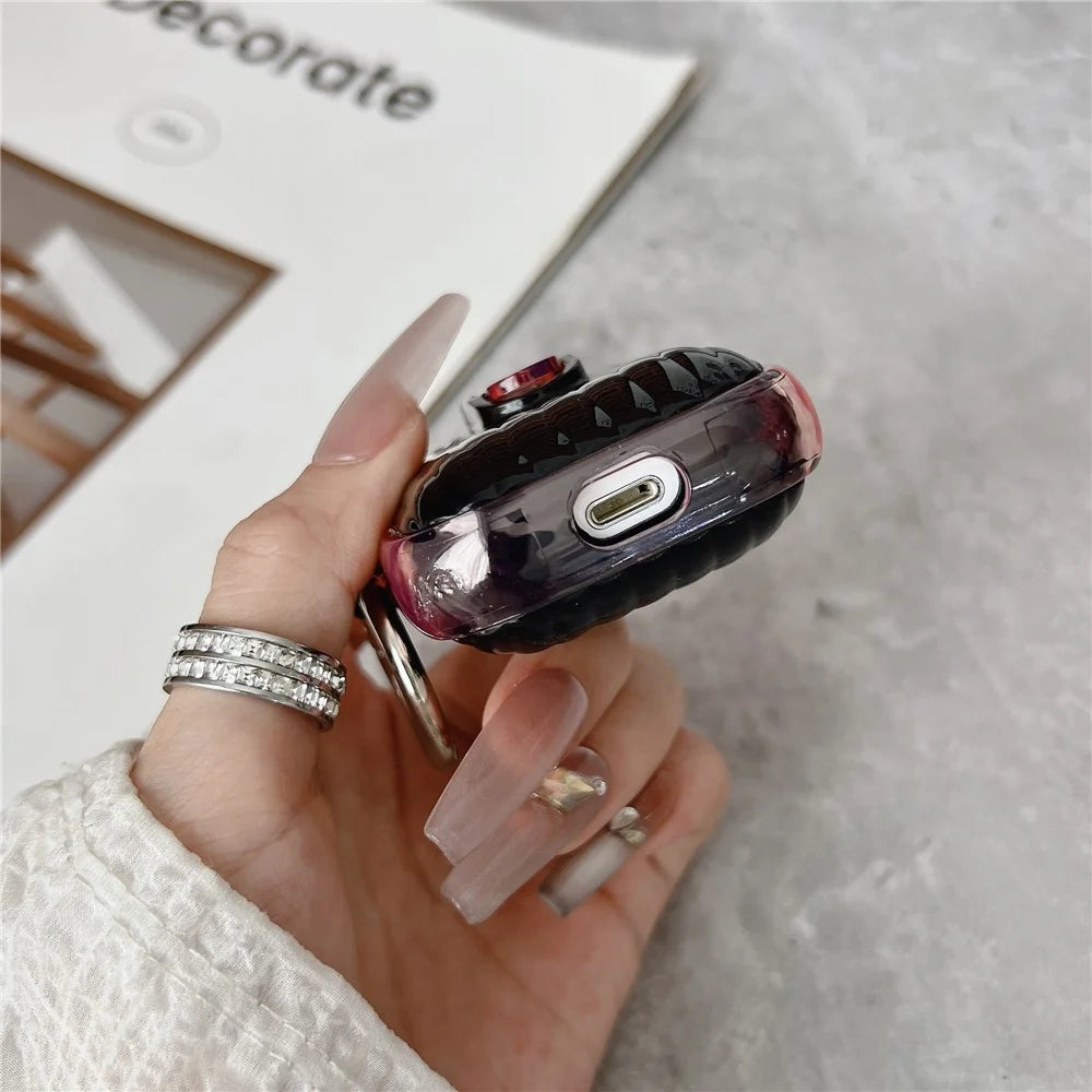 Protective Case for Apple AirPods with Wireless Charging Case (2019)  /  AirPods with Charging Case (2019)  /  (2016) TWS Earbuds Cover - Clear Pink  /  Black - 3