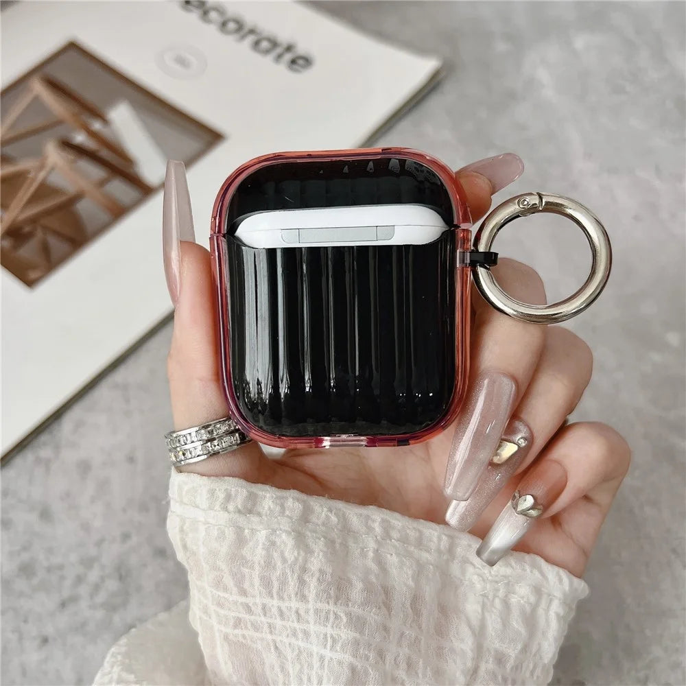 Protective Case for Apple AirPods with Wireless Charging Case (2019)  /  AirPods with Charging Case (2019)  /  (2016) TWS Earbuds Cover - Clear Pink  /  Black - 4