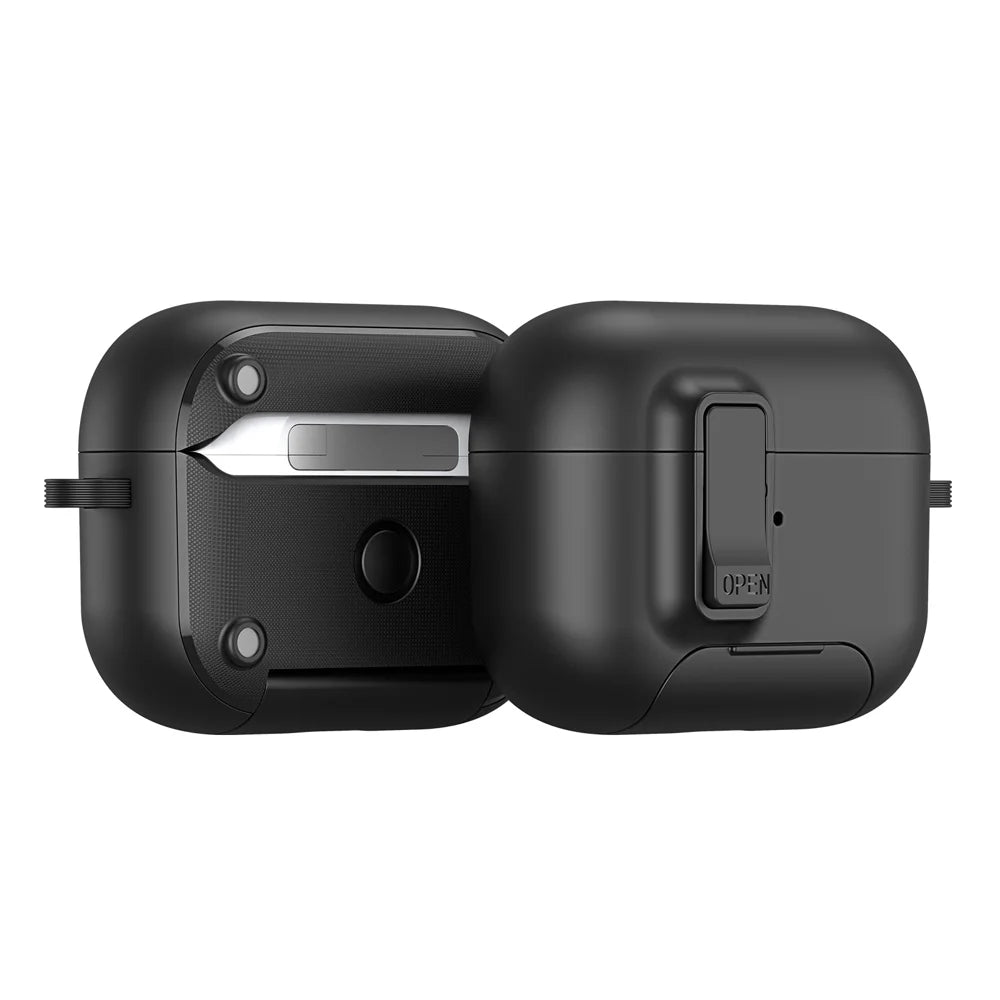 DUX DUCIS For AirPods Pro 2 Earphone Case  PECQ Series Multi-Angle Stand PC+TPU Cover with Hook - Black - 1