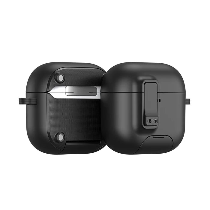 DUX DUCIS For AirPods 4 Earphone Case  PECQ Series Multi-Angle Stand PC+TPU Cover with Hook - Black - 1