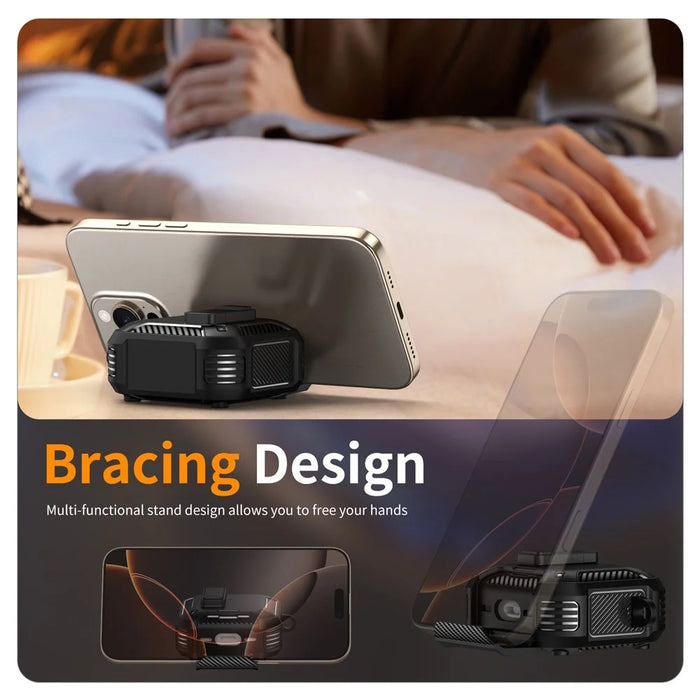 For AirPods 4 Case Compatible with MagSafe TPU PC Earbuds Cover with Carabiner  /  Stand - Black - 3