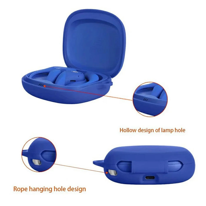For JBL Endurance Zone Silicone Case Wireless Earphones Protective Cover with Anti-Lost Buckle - Blue - 4
