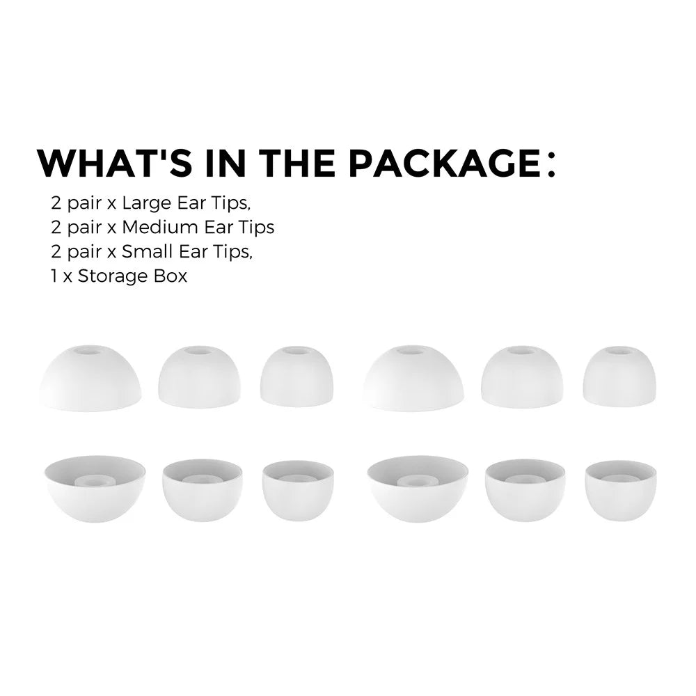 AHASTYLE WG150 3 Pairs Silicone Ear Tips For Beats Studio Buds / Studio Buds + / Fit Pro , Replacement Earphone Caps, Size: S + M + L - White - 6